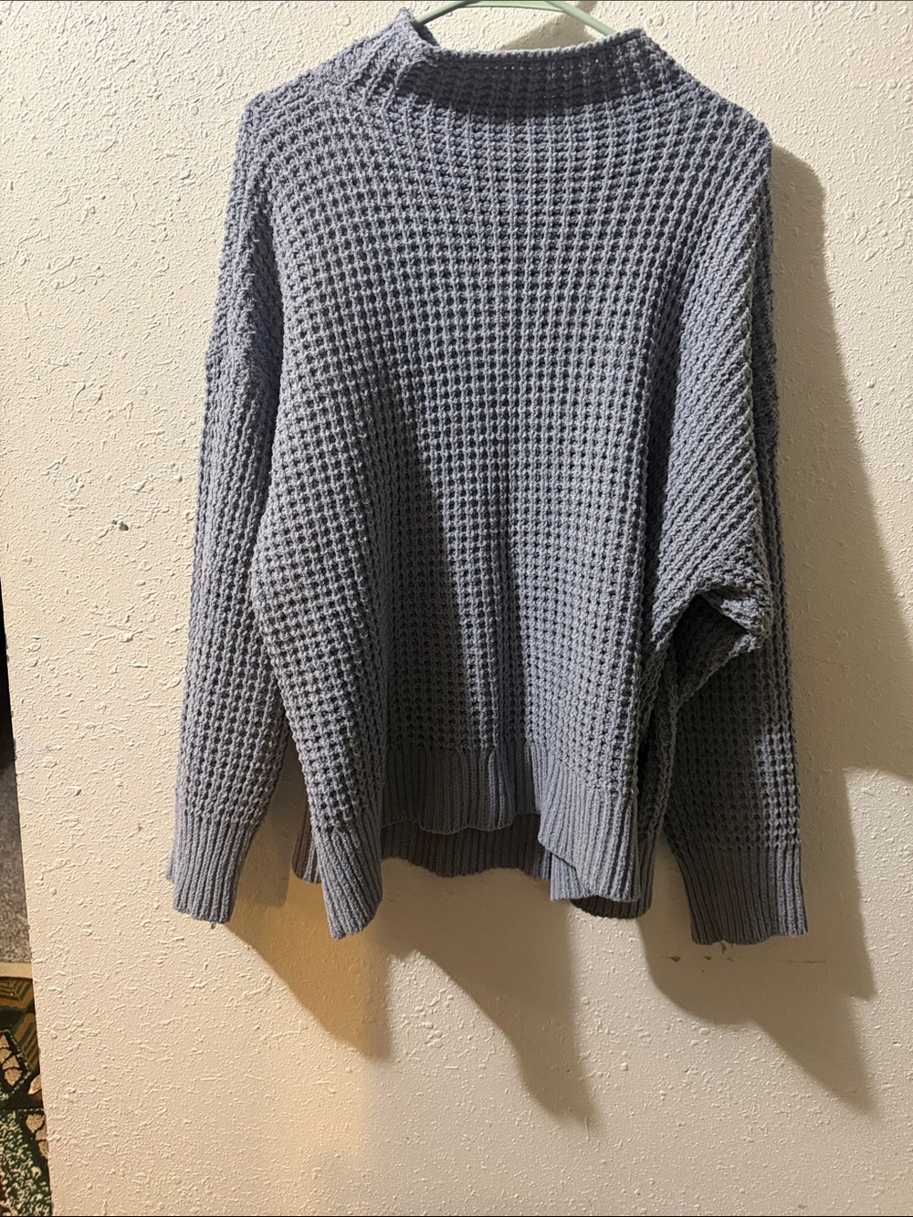 American Eagle Cardigan Women M Waffle Knit Long Sleeve Button Cozy Sweater Gray